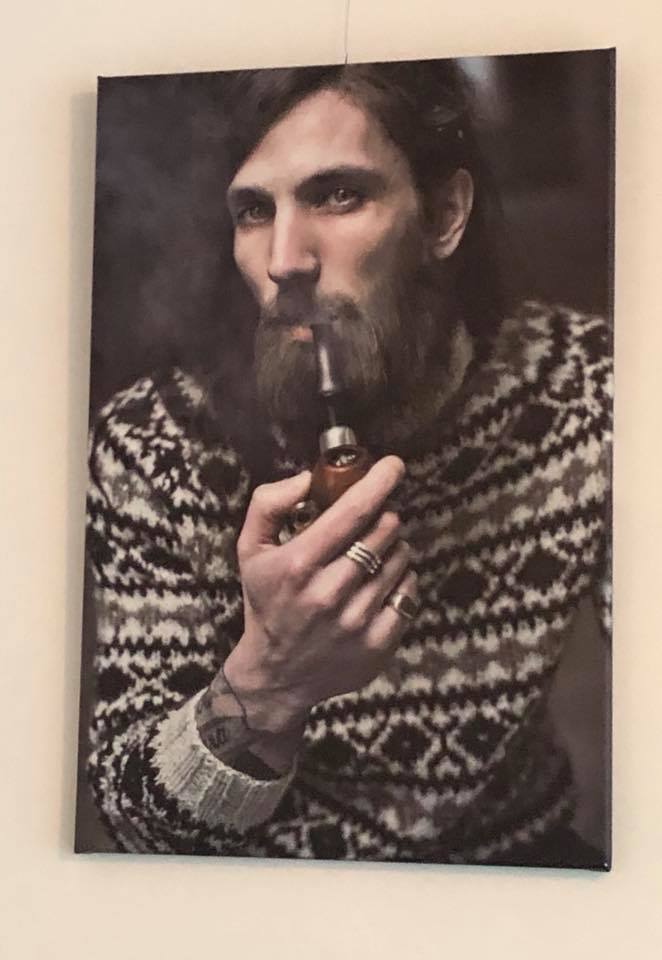 Photo: Wall art at Frumbiti -- a Faroese man smoking a pipe. Photo by World's Worst Food Blogger