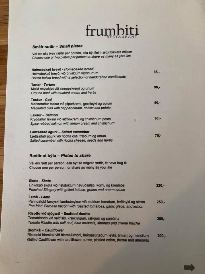 Photo: Printed menu at Frumbiti (front). Photo by World's Worst Food Blogger