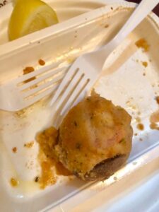 Photo of (allegedly) stuffed mushroom from Al's Seafood. Photo by World's Worst Food Blogger